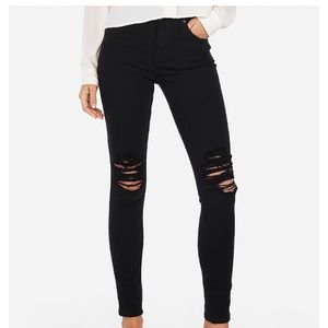 EXPRESS High Waisted Ripped Knee Jean Leggings